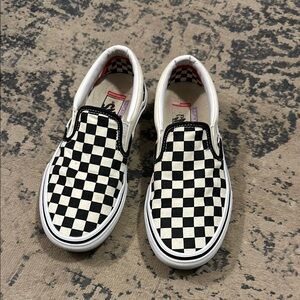 Vans Black and White Checkerboard Slip-On Sneakers Pop Cushion Skateboarding